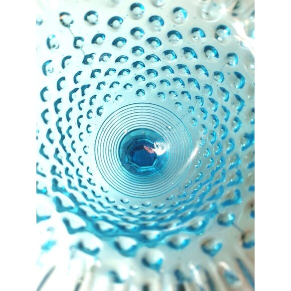 Blue Ruffle Hobnail Compote Dish Fenton Art Glass UV Reactive Circa 1940s - Picture 10 of 10